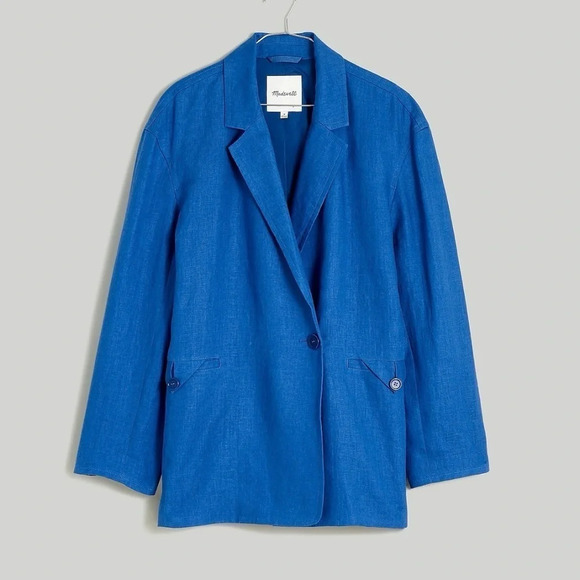 New Madewell Double Breasted Crossover Blazer 100% Linen - Picture 2 of 9